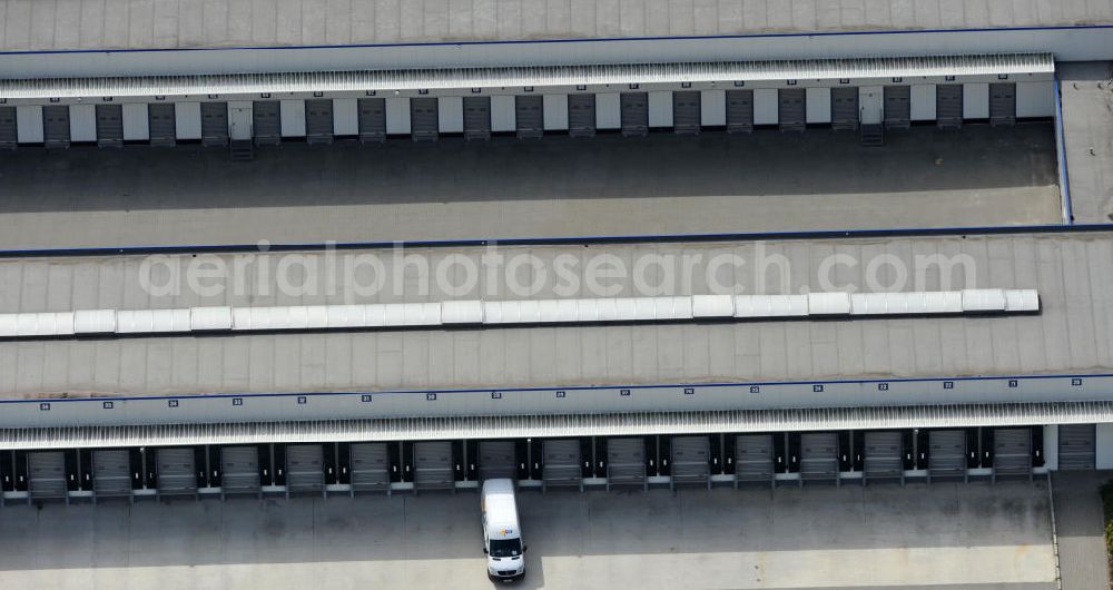 Aerial photograph Bernau - Blick auf das GLS Spedition Logistikzentrum in Bernau. Das neue Verteilzentrum liegt im Gewerbepark Bernau-Schönow. View of the GLS Forwarding Logistics Center, Bernau. The new distribution center is located in the industrial park Bernau Schönow.