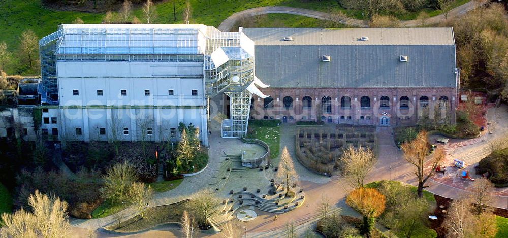 Hamm from above - Blick auf den Gläsernen Elefant im Maximilianpark. Der Freizeitpark wurde für die Landesgartenschau 1984 auf dem Gelände der stillgelegten „Zeche Maximilian“ errichtet und hat den 40 m hohen Gläsernen Elefanten zum Wahrzeichen. View of the Glass Elephant in the Maximilian Park. The theme park was built for the Regional Garden Show 1984 at the site of the disused Maximilian Mine and has the 40-meter Crystal Elephant as token.