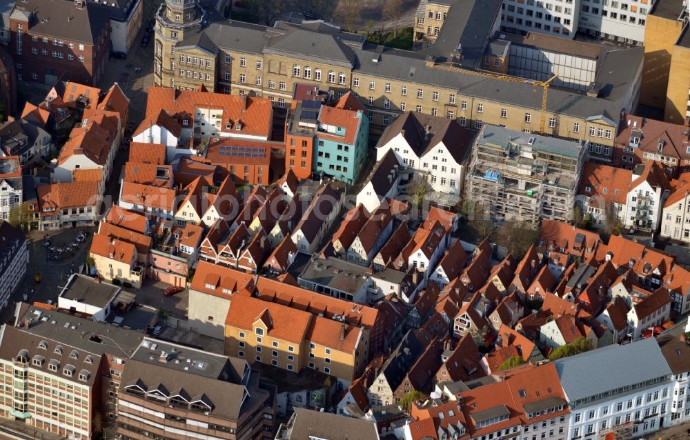 Aerial image Bremen - View of the quartier Schnoor in Bremen in the homonymous state