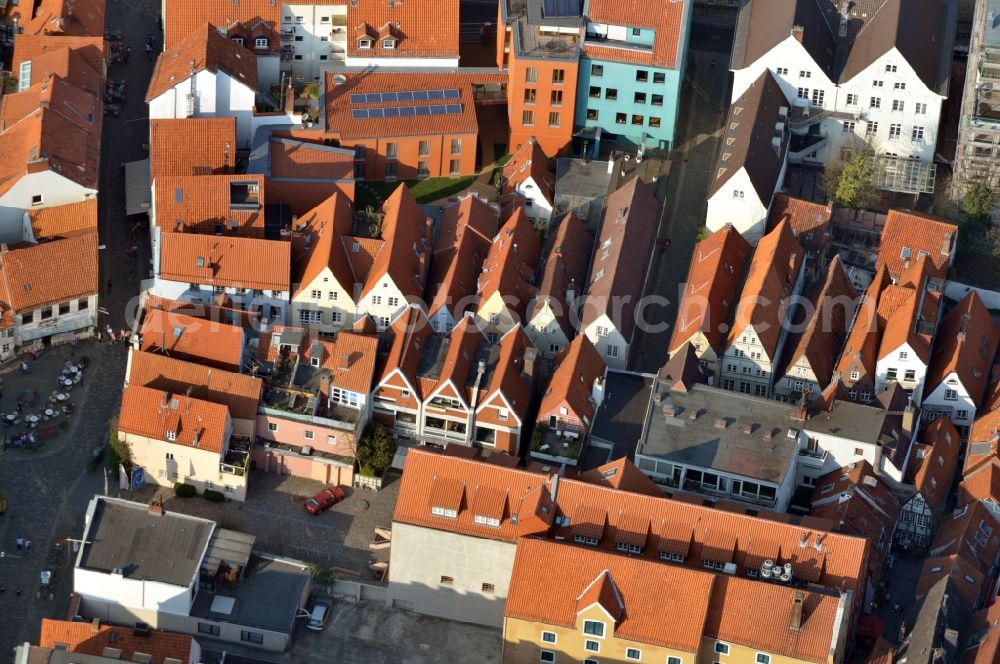 Bremen from the bird's eye view: View of the quartier Schnoor in Bremen in the homonymous state