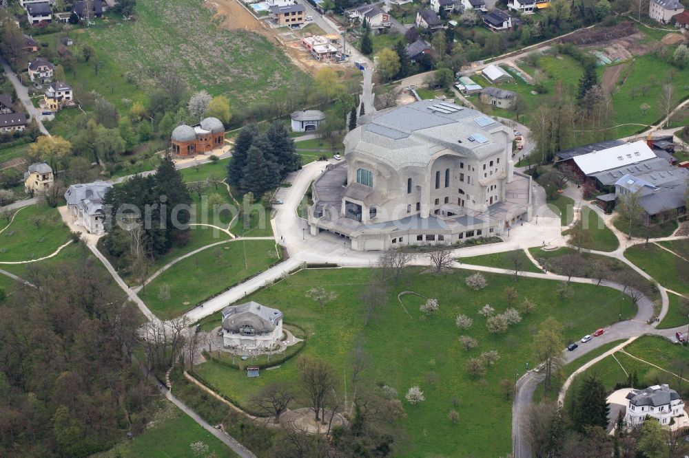 Dornach from the bird's eye view: The Goetheanum in Dornach, Switzerland in the canton of Solothurn is the seat of the Anthroposophical Society Dornach