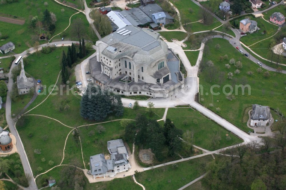 Dornach from above - The Goetheanum in Dornach, Switzerland in the canton of Solothurn is the seat of the Anthroposophical Society Dornach