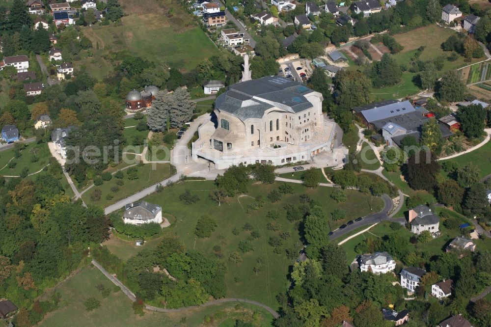 Aerial photograph Dornach - The Goetheanum in Dornach, Switzerland in the canton of Solothurn is the headquarters of the Anthroposophical Society and the School of Spiritual Science