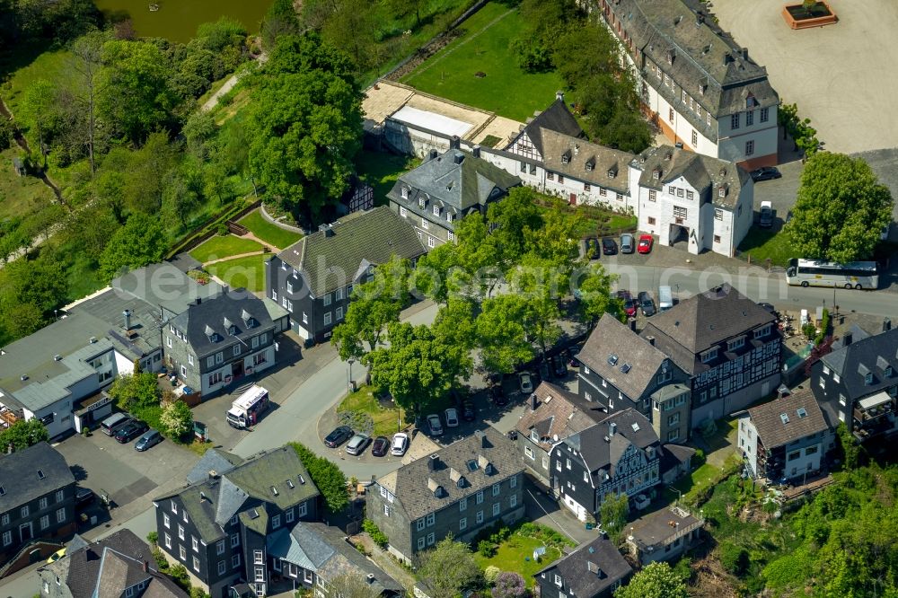 Bad Berleburg from above - View of the Goetheplatz in Bad Berleburg in the state North Rhine-Westphalia