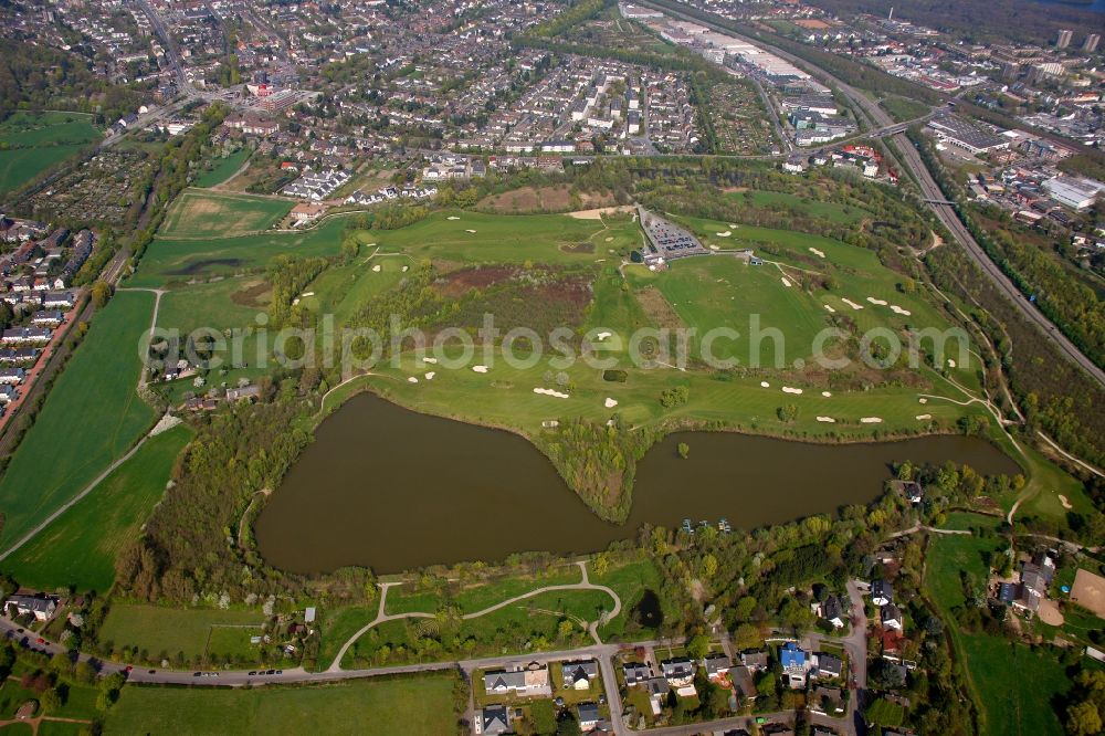 Aerial image Duisburg - View of the golf links of the Golf & More Huckingen GmbH & Co. KG in Duisburg in the state North Rhine-Westphalia