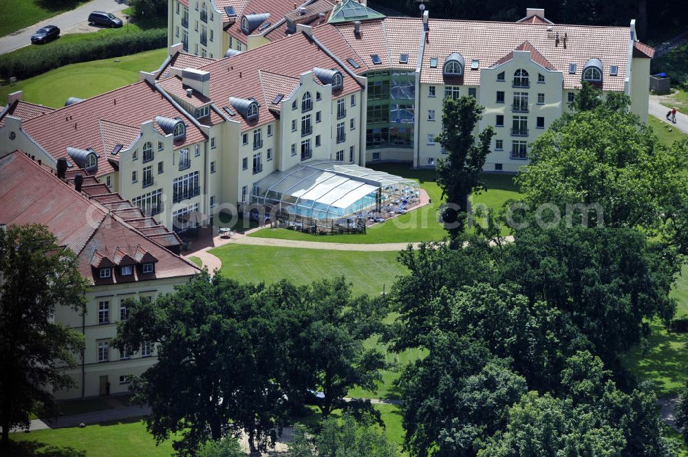 Teschow from above - Golf- und Wellnesshotel Schloss Teschow mit Golfplatz beim Bachweg in Teschow, Mecklenburg-Vorpommern. Golf and Wellness hotel castle Teschow with golf court at the street Bachweg in Teschow, Mecklenburg-Western Pomerania.