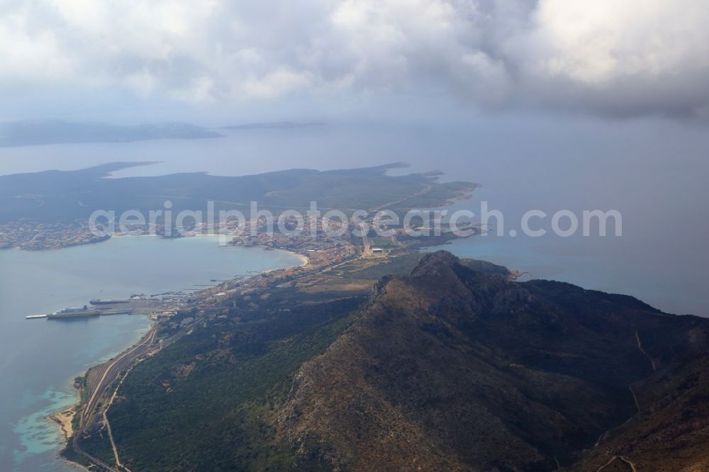 Aerial image Golfo Aranci - View bird's-eye view on Golfo Aranci on the island of Sardinia in Italy