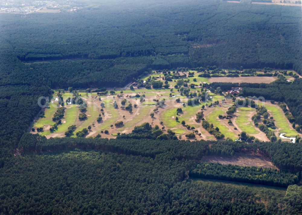 Nauen from above - Grounds of the Golf course at Boernicke in Nauen in the state Brandenburg, Germany