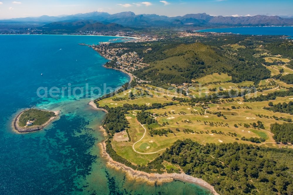 Aerial image Alcudia - Grounds of the Golf course at Club de Golf Alcanada in Alcudia in Balearic island of Mallorca, Spain