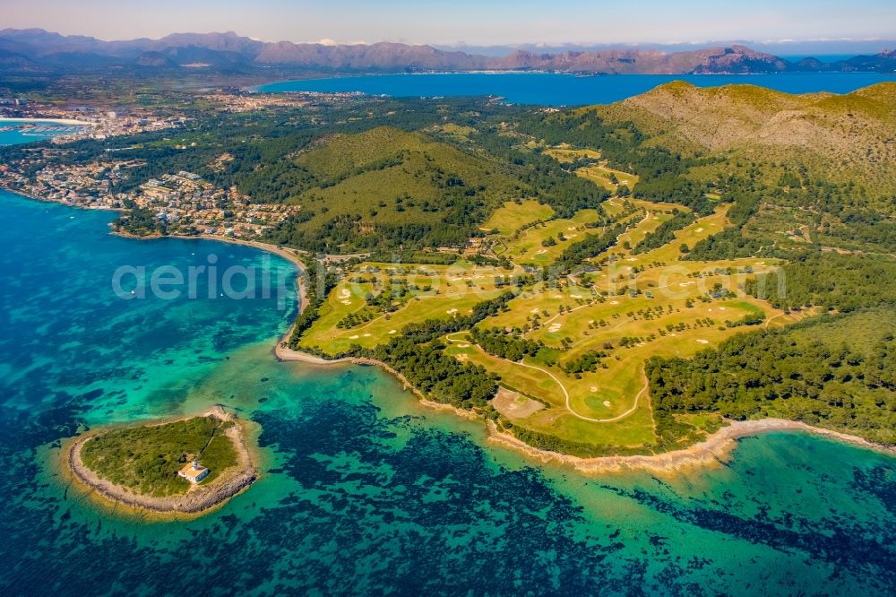 Alcudia from the bird's eye view: Grounds of the Golf course at Club de Golf Alcanada in Alcudia in Balearic island of Mallorca, Spain