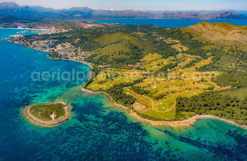 Aerial image Alcudia - Grounds of the Golf course at Club de Golf Alcanada in Alcudia in Balearic island of Mallorca, Spain