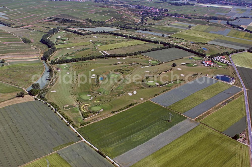 Mommenheim from the bird's eye view: Blick auf die Golfanlage Domtal bei Mommenheim. View of the golf course Domtal at Mommenheim.