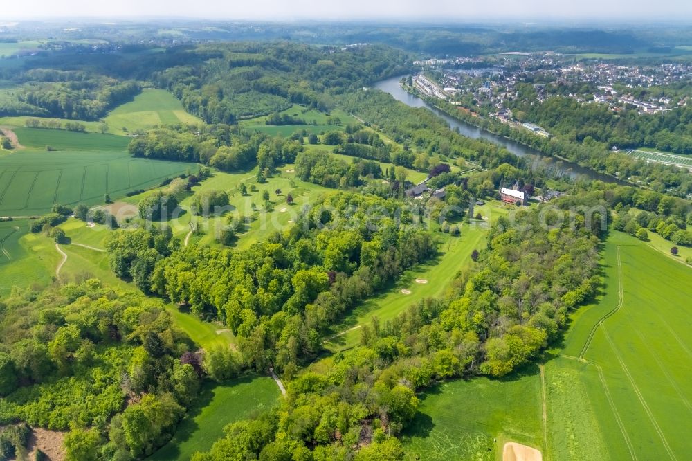 Aerial image Essen - Grounds of the Golf course at Essener Golf Club Haus Oefte e.V. in the district Kettwig in Essen at Ruhrgebiet in the state North Rhine-Westphalia, Germany