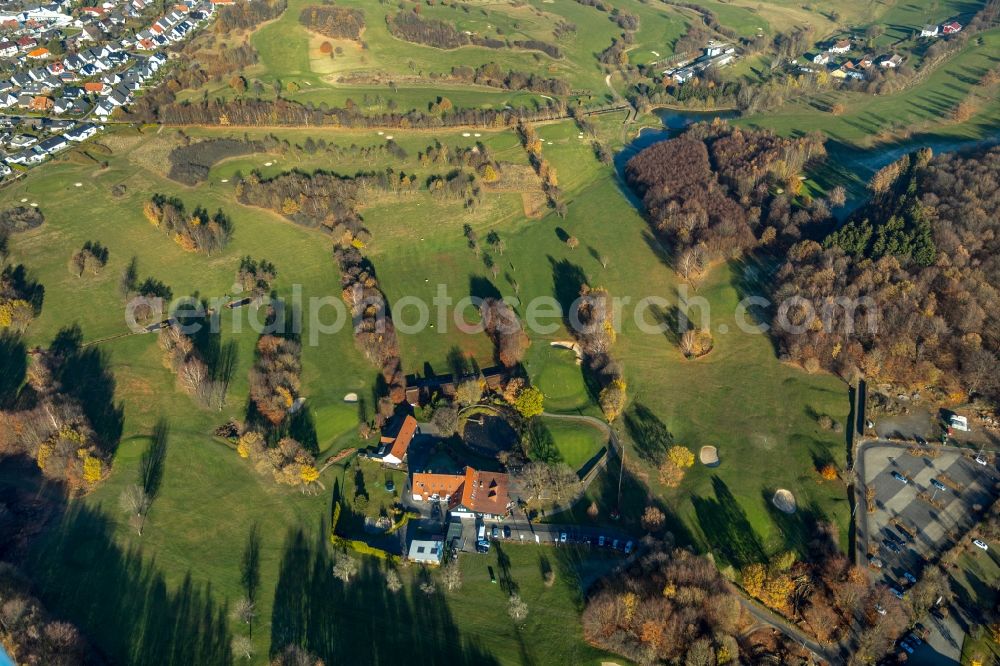 Schalksmühle from above - Grounds of the Golf course at of GC Gelstern Luedenscheid Schalksmuehle e.V. in Schalksmuehle in the state North Rhine-Westphalia, Germany