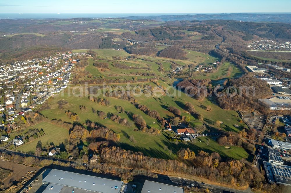 Aerial photograph Schalksmühle - Grounds of the Golf course at of GC Gelstern Luedenscheid Schalksmuehle e.V. in Schalksmuehle in the state North Rhine-Westphalia, Germany