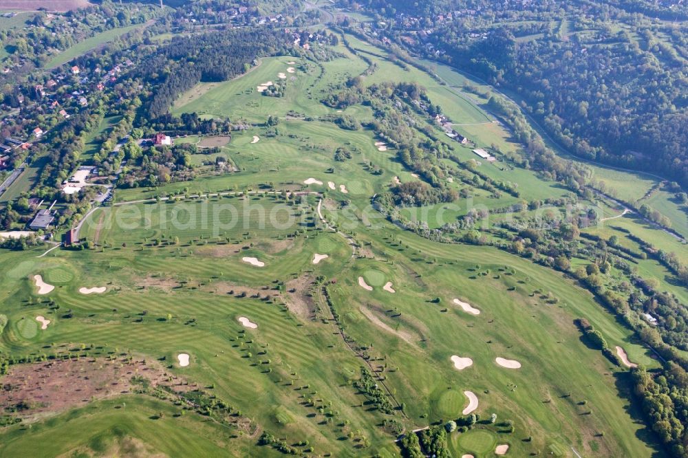 Würzburg from above - Grounds of the Golf course at of Golf Club Wuerzburg e.V. in the district Heidingsfeld in Wuerzburg in the state Bavaria, Germany