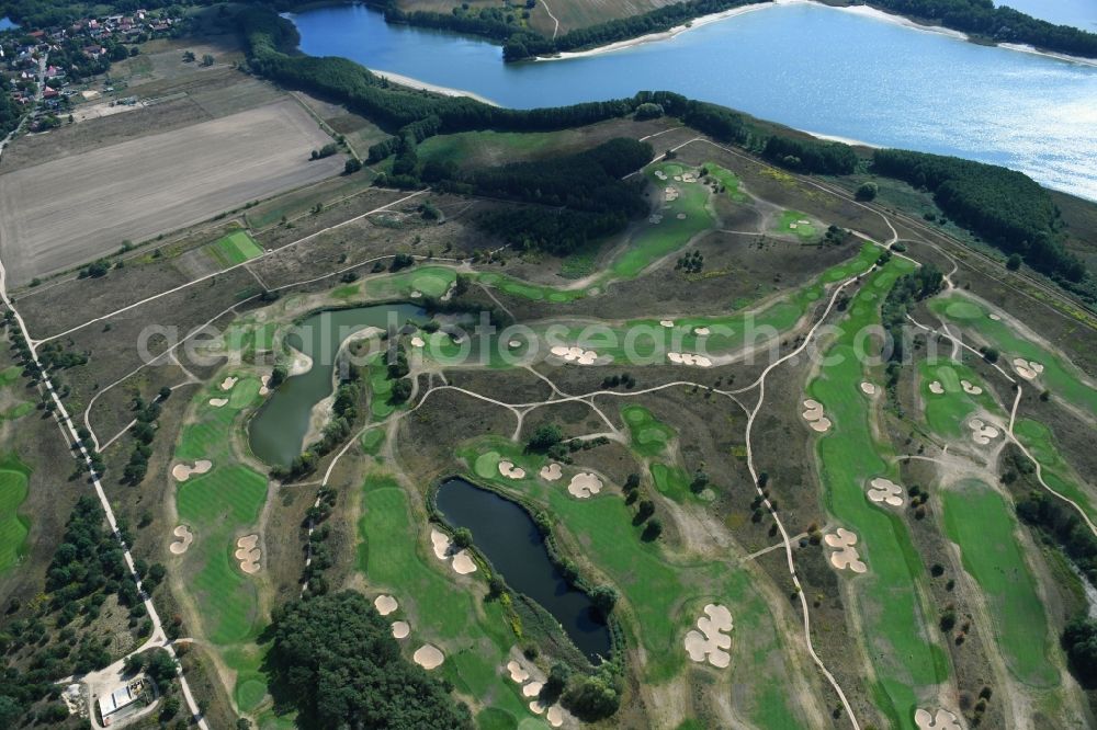 Michendorf from above - Grounds of the Golf course at of Golf- and Country Club Seddiner See e. V. Zum Weiher in the district Wildenbruch in Michendorf in the state Brandenburg, Germany