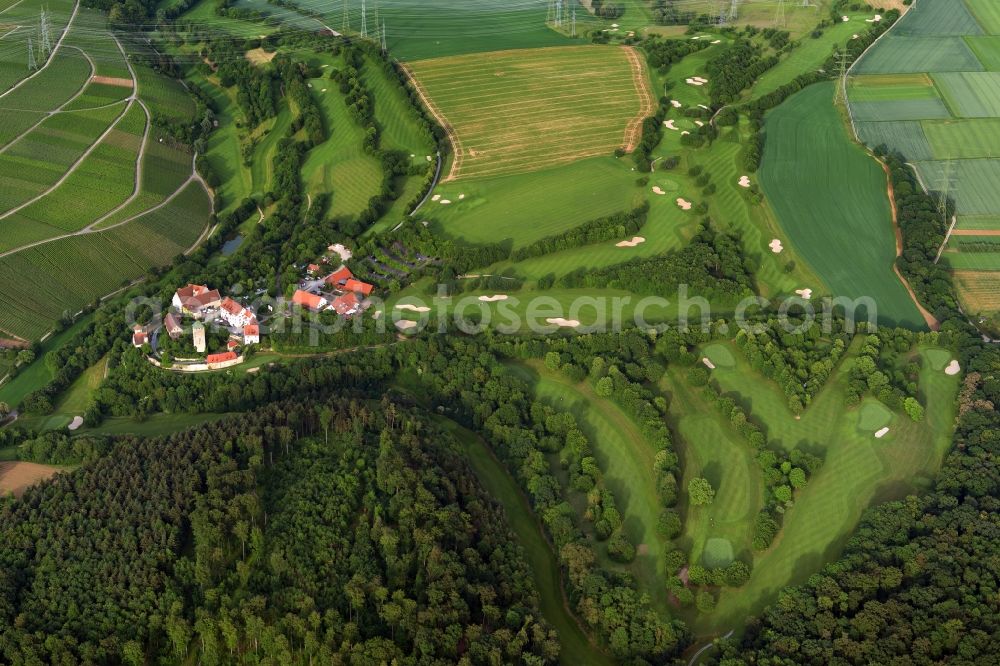 Neckarwestheim from above - Grounds of the Golf course at Golf- and Landclub Schloss Liebenstein e.V. in Neckarwestheim in the state Baden-Wurttemberg, Germany