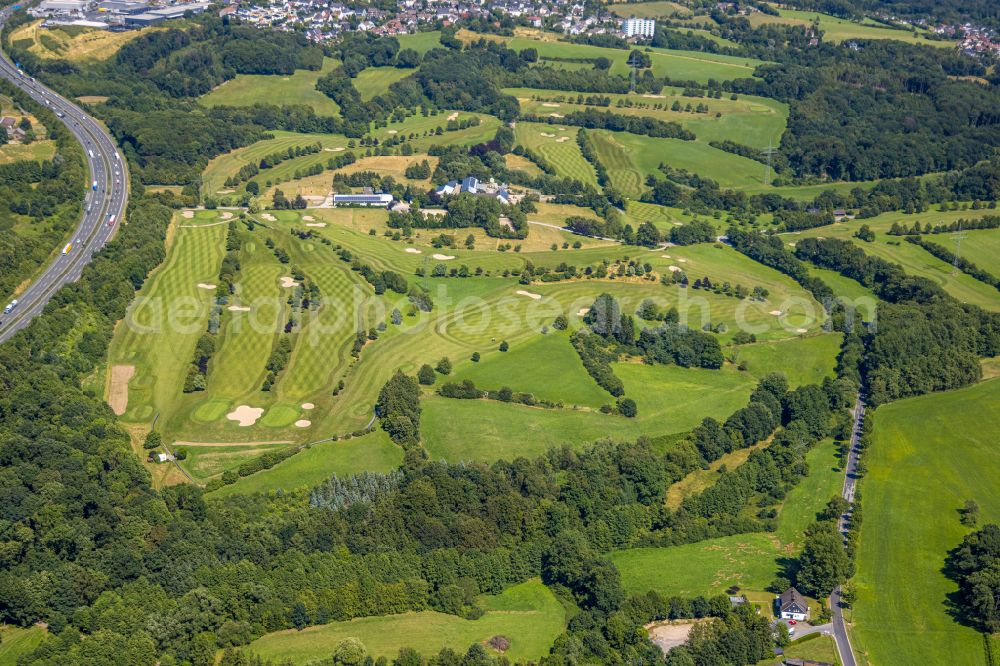 Heck from above - Grounds of the Golf course at Golf- and Reitsport Gut Berge on street Berkenberg in Heck at Ruhrgebiet in the state North Rhine-Westphalia, Germany