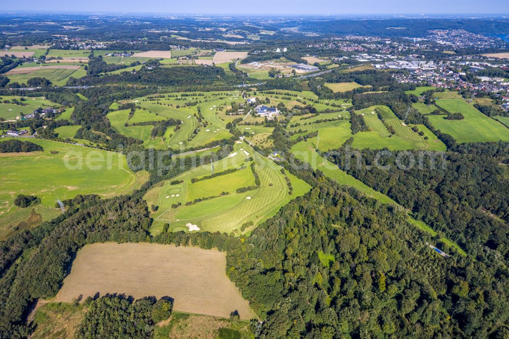 Heck from above - Grounds of the Golf course at Golf- and Reitsport Gut Berge on street Berkenberg in Heck at Ruhrgebiet in the state North Rhine-Westphalia, Germany