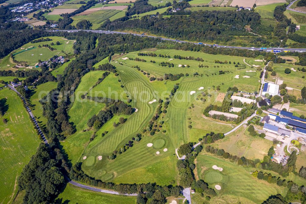 Heck from above - Grounds of the Golf course at Golf- and Reitsport Gut Berge on street Berkenberg in Heck at Ruhrgebiet in the state North Rhine-Westphalia, Germany