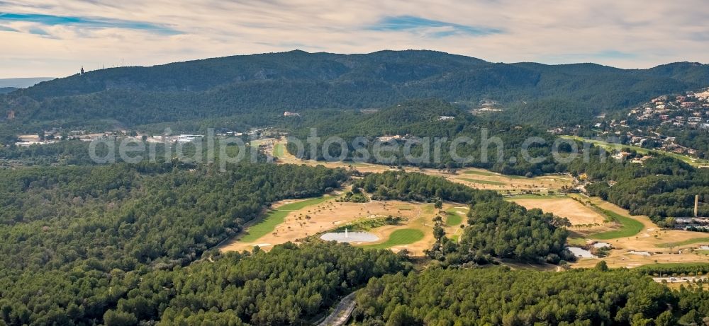 Palma from the bird's eye view: Area of a??a??the golf course Golf Son Muntaner in the western district of Son Vida in Palma in the Balearic island of Mallorca, Spain