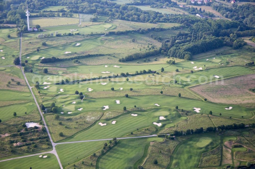 Bruchsal from above - Grounds of the Golf course at Golfclub Bruchsal e.V. in Bruchsal in the state Baden-Wuerttemberg, Germany