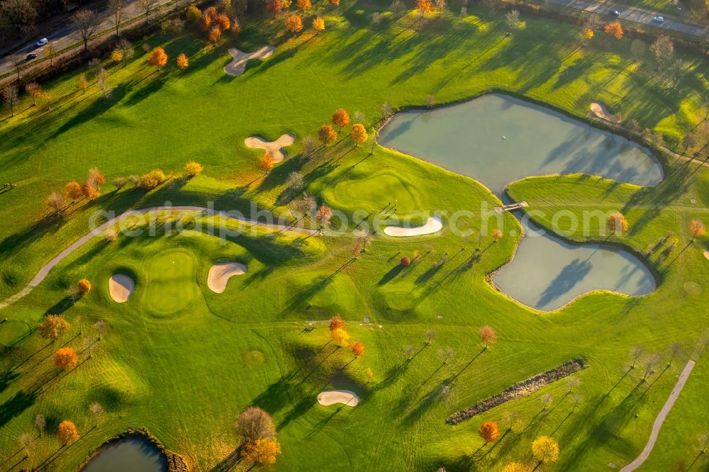 Kamp-Lintfort from the bird's eye view: Grounds of the Golf course at Golfclub Am Kloster-Konp e.V. on Kirchstrasse in the district Niersenbruch in Kamp-Lintfort in the state North Rhine-Westphalia, Germany