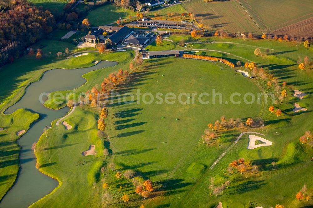 Aerial photograph Kamp-Lintfort - Grounds of the Golf course at Golfclub Am Kloster-Konp e.V. on Kirchstrasse in the district Niersenbruch in Kamp-Lintfort in the state North Rhine-Westphalia, Germany