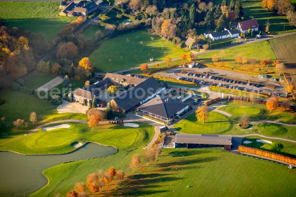 Kamp-Lintfort from the bird's eye view: Grounds of the Golf course at Golfclub Am Kloster-Konp e.V. on Kirchstrasse in the district Niersenbruch in Kamp-Lintfort in the state North Rhine-Westphalia, Germany