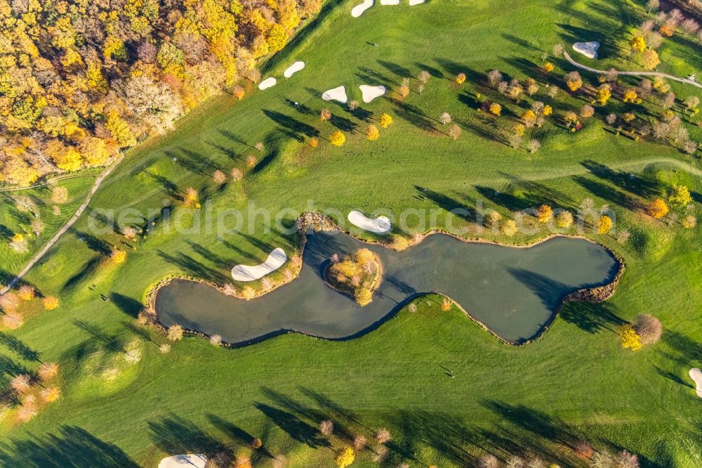 Aerial photograph Kamp-Lintfort - Grounds of the Golf course at Golfclub Am Kloster-Kamp e.V. on Kirchstrasse in the district Niersenbruch in Kamp-Lintfort at Ruhrgebiet in the state North Rhine-Westphalia, Germany