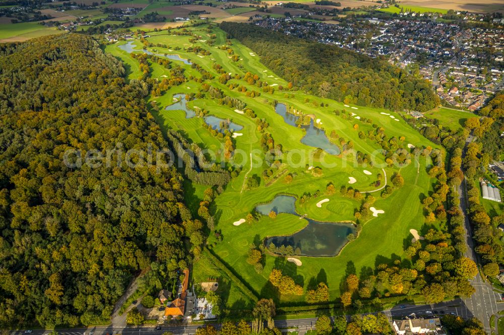 Kamp-Lintfort from above - grounds of the Golf course at Golfclub Am Kloster-Kamp e.V. on Kirchstrasse in the district Niersenbruch in Kamp-Lintfort at Ruhrgebiet in the state North Rhine-Westphalia, Germany