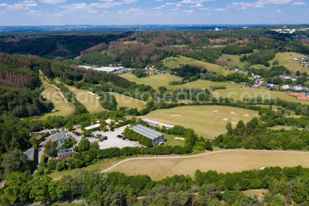 Overath from above - Grounds of the Golf course at Golfclub Der Luederich on place Am Golfplatz in the district Steinenbrueck in Overath in the state North Rhine-Westphalia, Germany