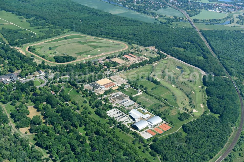 Magdeburg from above - Grounds of the Golf course at of Golfclub Magdeburg e.V. on Herrenkrug in the district Herrenkrug in Magdeburg in the state Saxony-Anhalt, Germany