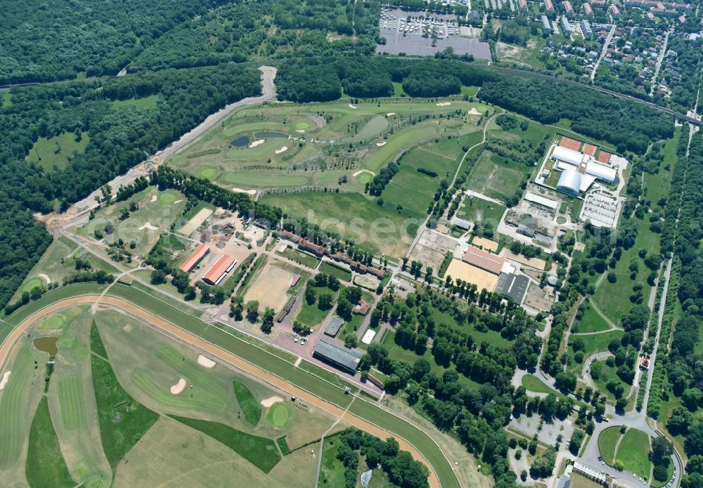 Magdeburg from above - Grounds of the Golf course at of Golfclub Magdeburg e.V. on Herrenkrug in the district Herrenkrug in Magdeburg in the state Saxony-Anhalt, Germany