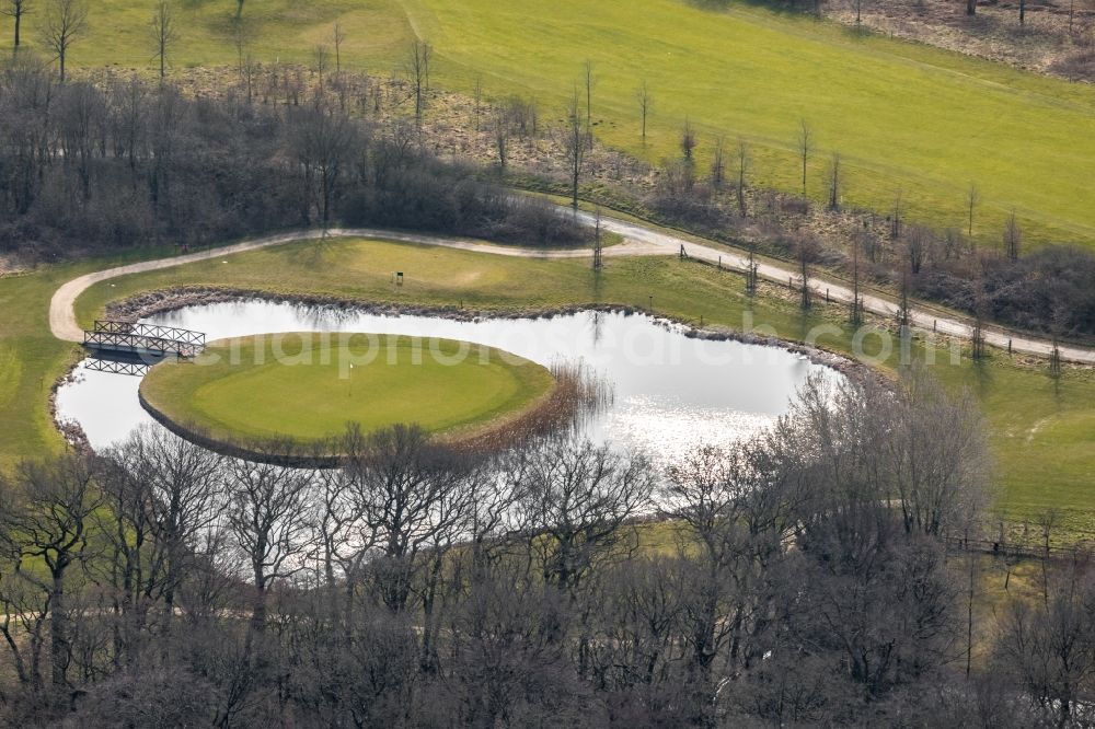 Mülheim an der Ruhr from above - Grounds of the Golf course at of Golfclub Muelheim on Ruhr e.V. in Muelheim on the Ruhr in the state North Rhine-Westphalia, Germany