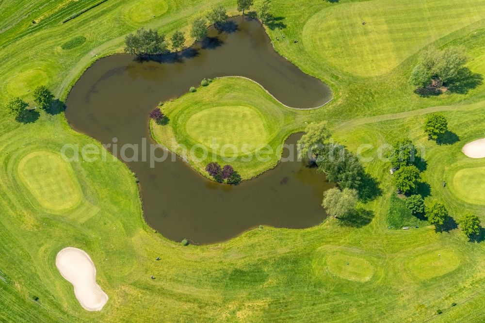 Mülheim an der Ruhr from the bird's eye view: Grounds of the Golf course at Golfclub Muelheim on Ruhr Raffelberg in Muelheim on the Ruhr at Ruhrgebiet in the state North Rhine-Westphalia, Germany