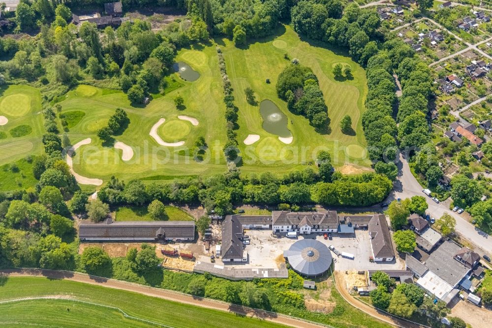 Mülheim an der Ruhr from above - Grounds of the Golf course at Golfclub Muelheim on Ruhr Raffelberg in Muelheim on the Ruhr at Ruhrgebiet in the state North Rhine-Westphalia, Germany