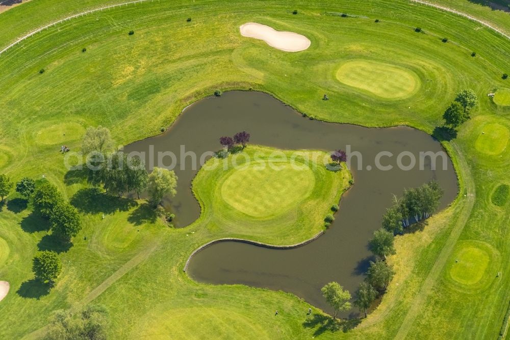 Mülheim an der Ruhr from above - Grounds of the Golf course at Golfclub Muelheim on Ruhr Raffelberg in Muelheim on the Ruhr at Ruhrgebiet in the state North Rhine-Westphalia, Germany