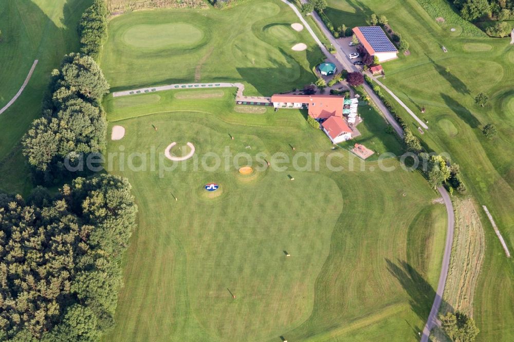 Mudau from the bird's eye view: Grounds of the Golf course at of Golfclub Mudau e.V. in Mudau in the state Baden-Wurttemberg, Germany