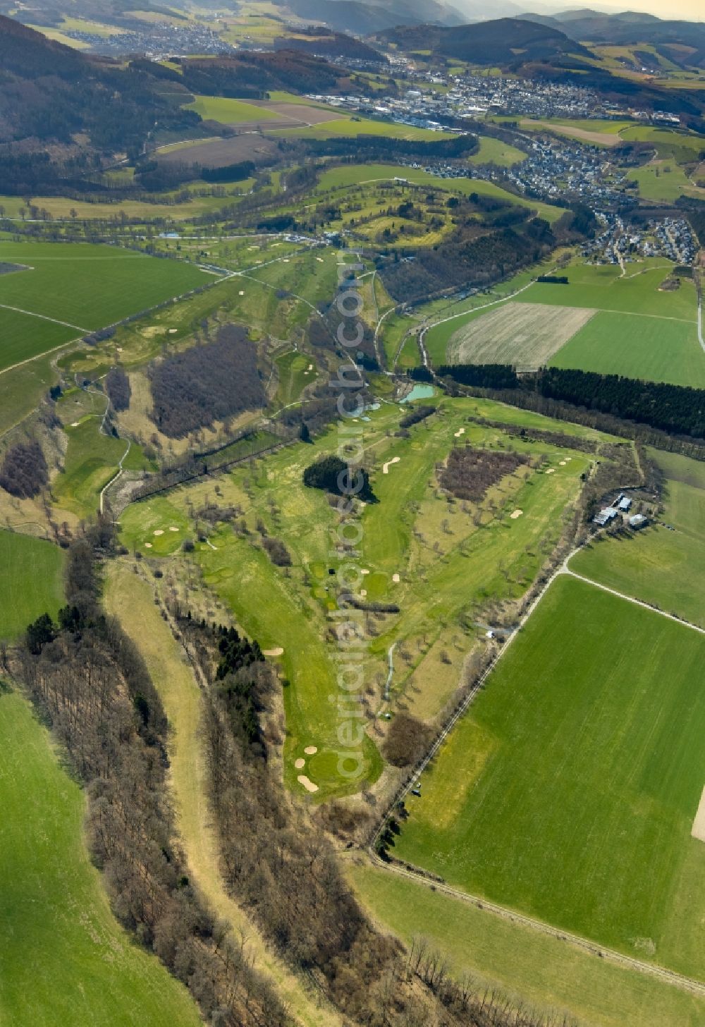 Schmallenberg from the bird's eye view: Grounds of the Golf course at of Golfclub Schmallenberg e.V. in Schmallenberg in the state North Rhine-Westphalia, Germany