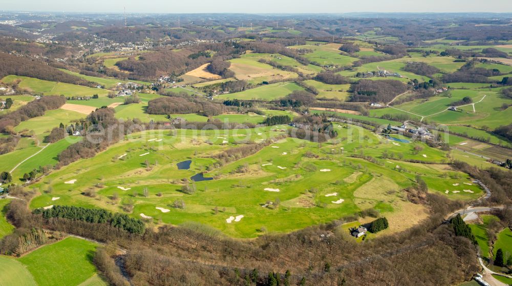 Velbert from above - Grounds of the Golf course at Golfclub Velbert Gut Kuhlendahl e.V. on street Kuhlendahler Strasse in Velbert in the state North Rhine-Westphalia, Germany