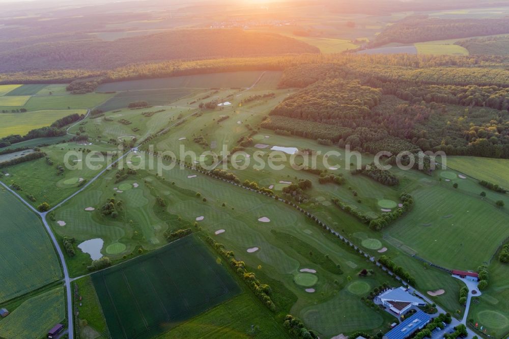 Schonungen from above - Grounds of the Golf course at of Golfclubs Schweinfurt e.V. in the district Loeffelsterz in Schonungen in the state Bavaria, Germany