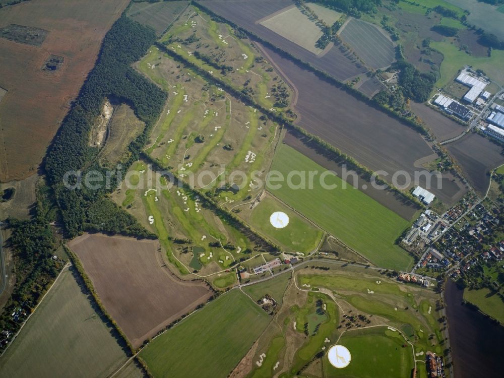 Groß Kienitz from above - Grounds of the Golf course at der Golfcenter Gross Kienitz Verwaltungs GmbH in Gross Kienitz in the state Brandenburg