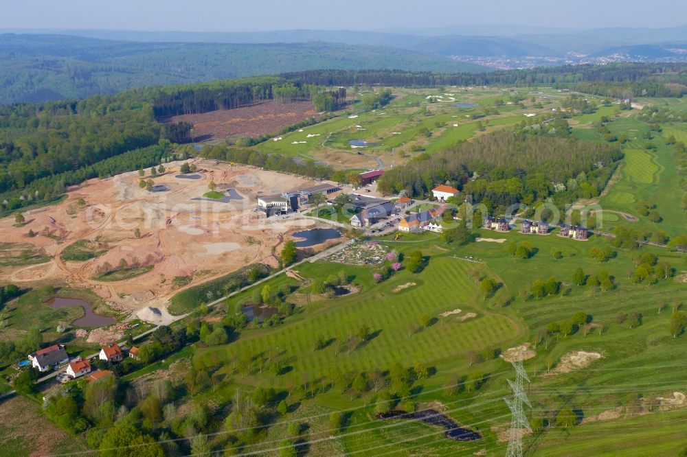 Staufenberg from above - Grounds of the Golf course at Gut Wissmannshof in Staufenberg in the state Lower Saxony, Germany