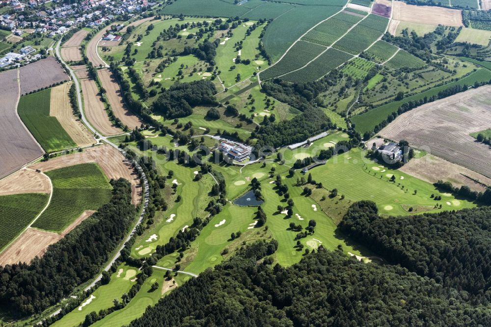 Östringen from above - Grounds of the Golf course at HEITLINGER Golf Resort in Oestringen in the state Baden-Wuerttemberg, Germany