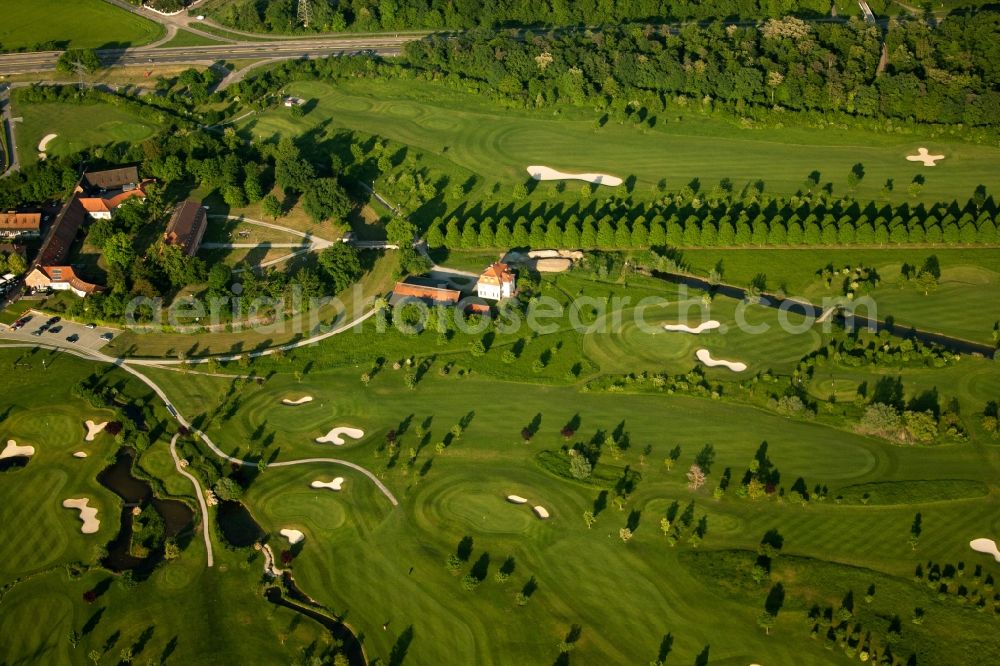 Aerial image Karlsruhe - Grounds of the Golf course at Golfclub Hofgut Scheibenhardt e.V in Karlsruhe in the state Baden-Wuerttemberg