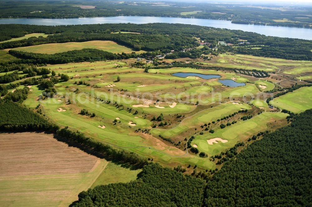 Bad Saarow from above - Grounds of the Golf course Stan Eby Golfplatz destrict Silberberg in Bad Saarow in the state Brandenburg