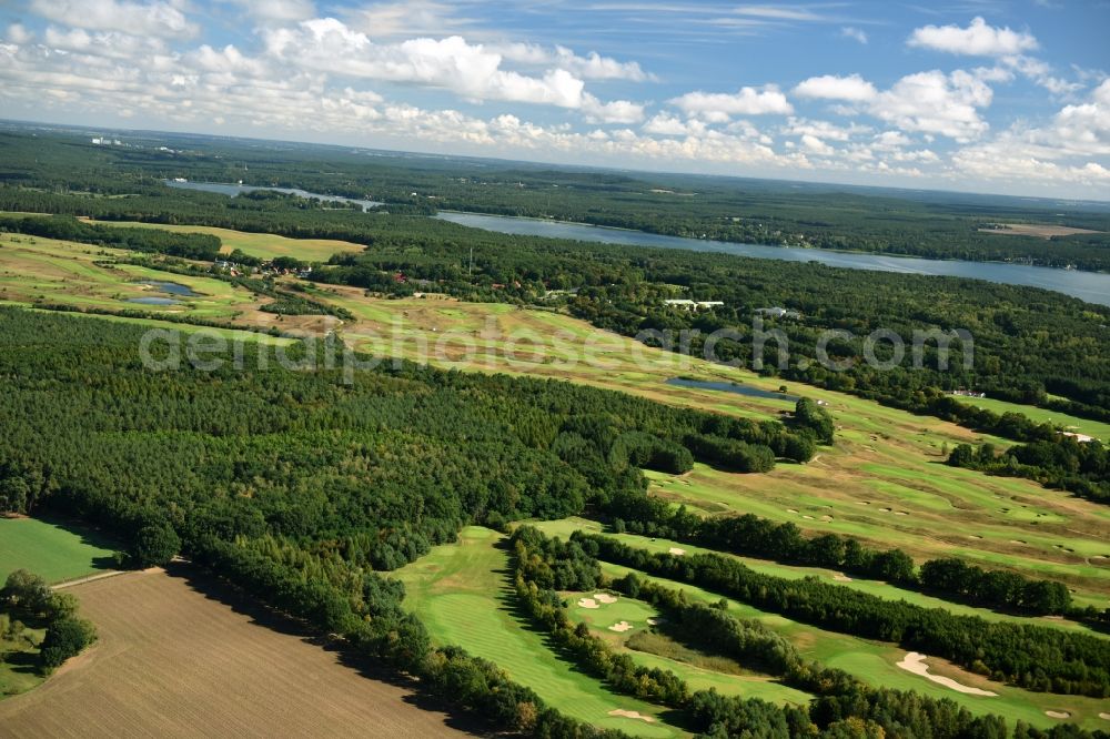 Bad Saarow from above - Grounds of the Golf course Stan Eby Golfplatz destrict Silberberg in Bad Saarow in the state Brandenburg