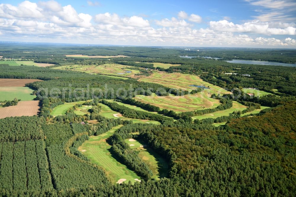 Bad Saarow from above - Grounds of the Golf course Stan Eby Golfplatz destrict Silberberg in Bad Saarow in the state Brandenburg